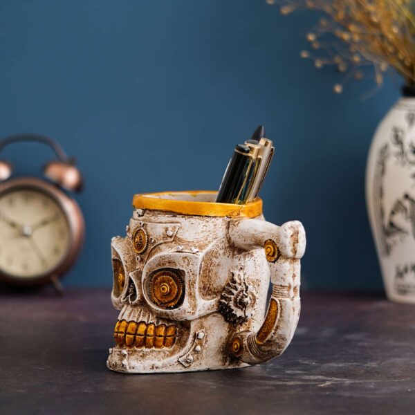 Skull Mug Viking Warrior Skull Beer Mugs Mechanical Gear Pipeline Design Beer Stein Tankard Drink Cup for Men, Halloween Décor