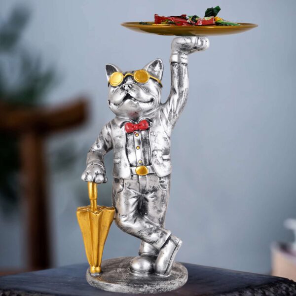 Cool Dog Showpiece with Plate for Home Dcor Item | Kitchen,Bedroom,Office,Dinning Table Decorative Item