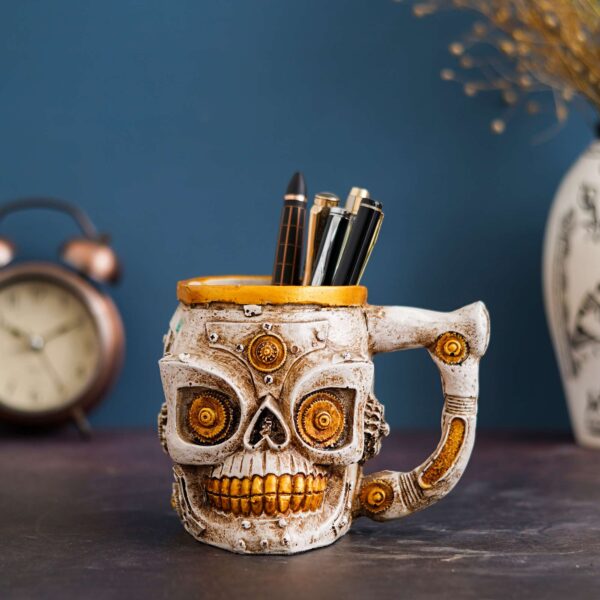 Skull Mug Viking Warrior Skull Beer Mugs Mechanical Gear Pipeline Design Beer Stein Tankard Drink Cup for Men, Halloween Décor - Image 2