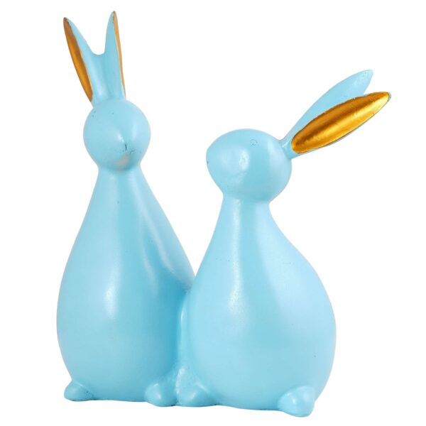 Rabbit Cute Pair Statue for Home Decor Showpiece | Kids Room Decorative Showpiece (Sky Blue) - Image 3